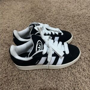 adidas Black and White Suede Campus Sneakers